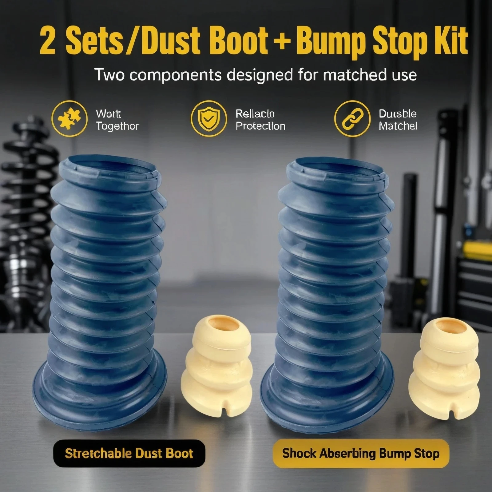 2 Sets /Dust Cover Kit For FIAT Viaggio Ottimo 2012-2020 1.4T Front Shock Absorber Boot Bellow & Strut Buffer Bushing