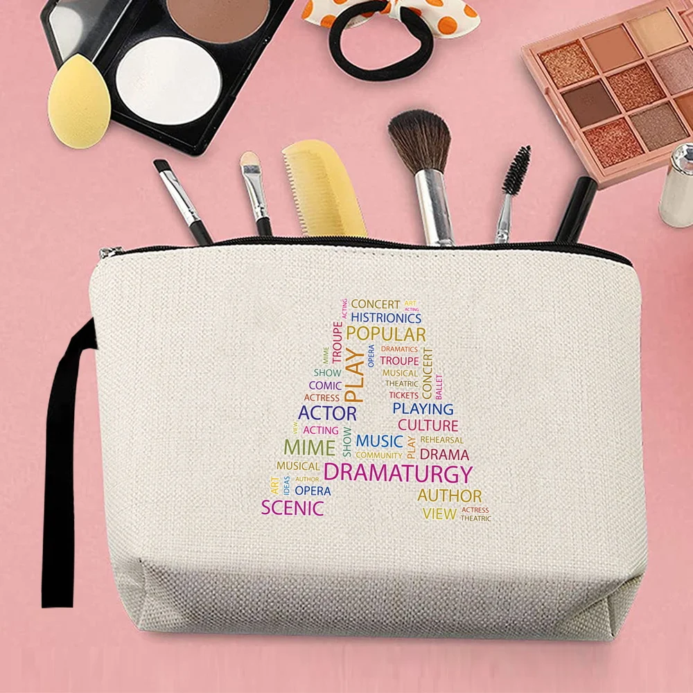 Women's Makeup Bag Travel Toiletry Organizer Case Bridesmaid Cosmetic Bag Purse Pencil Pouch Text  Lettern Series Print