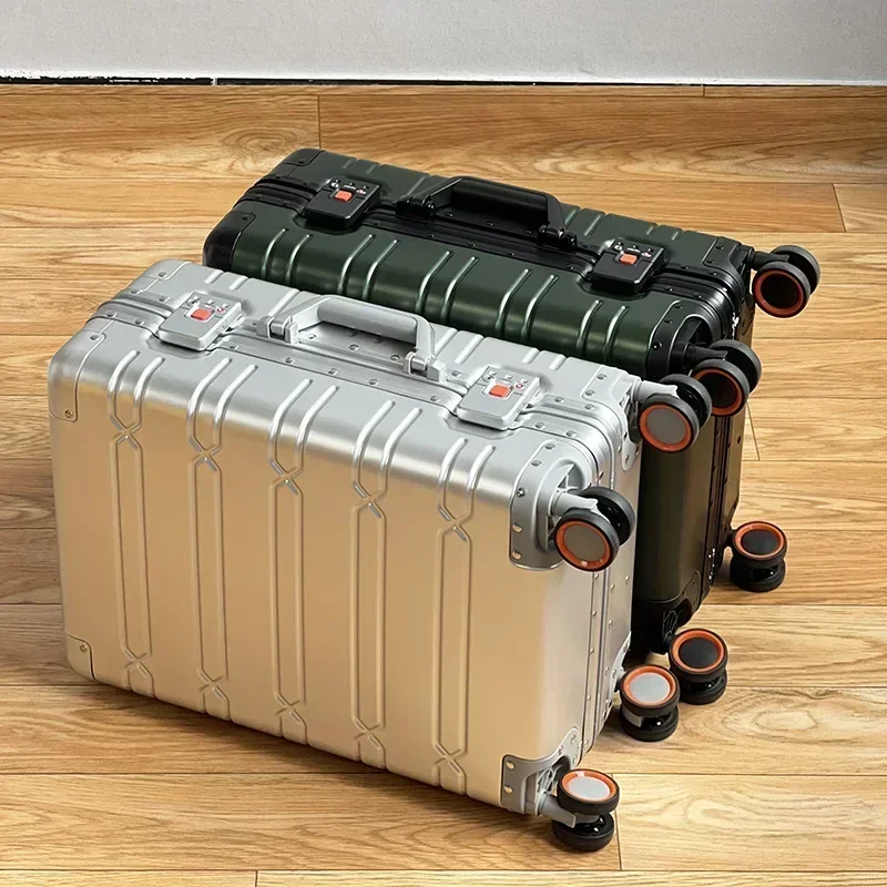 Valise de voyage de luxe en alliage aluminium-magnésium de 20 pouces, valise à roulettes, bagage, ba