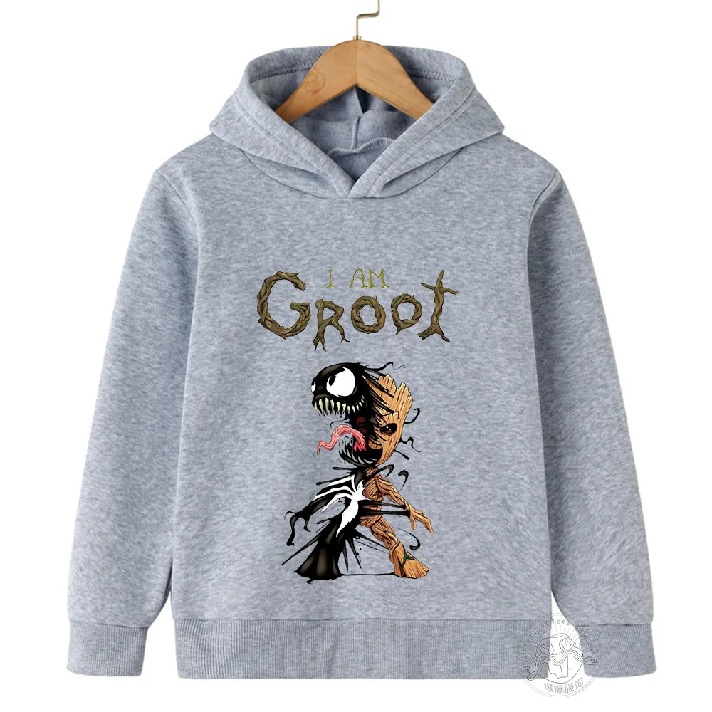 Kawaii Groot Hoodie Kids Clothes Girls Clothing Fashion Baby Boys Clothes Autumn Warm Sport Sweatshirt Children Tops