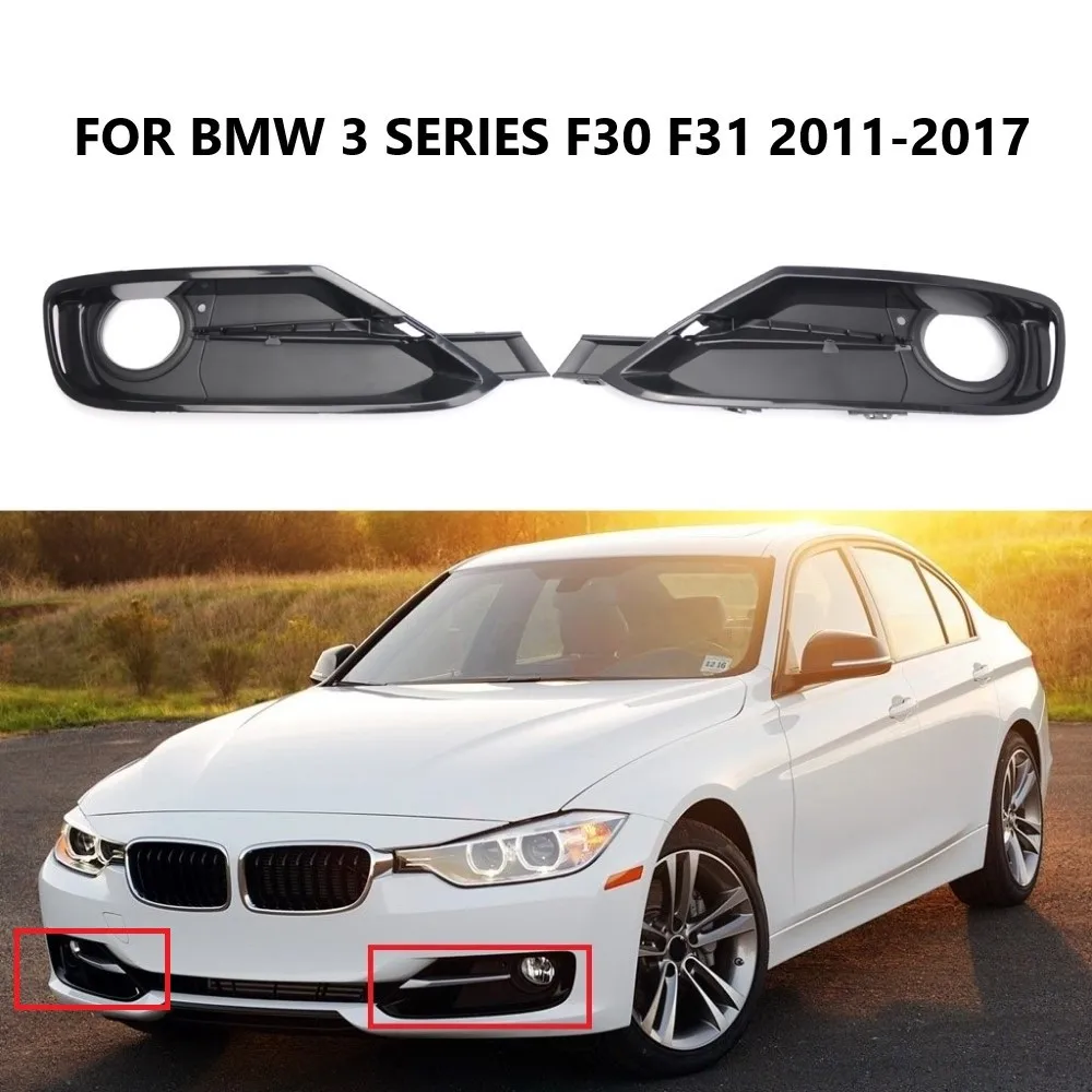 

Left Right Front Bumper Fog Light Grille Cover&Chrome Trim For BMW 3 Series F30 F31 2012 2013 2014 2015 51117300737 51117300738