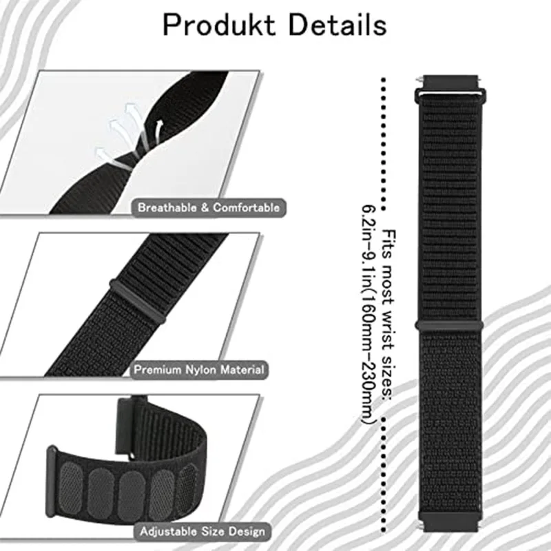 22mm 20mm Nylon Band for Samsung Galaxy Watch 7 6 5 4 40/44mm Strap Huawei Watch 5 GT5-4 46mm Amazfit Bip 6 Balance 2 Bracelet