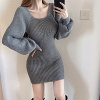 Knit Bodycon Sexy Daring Party Extreme Mini Prom Grey Female Dress U Neck Short Crochet Green Women's Dresses Clothing Trendy