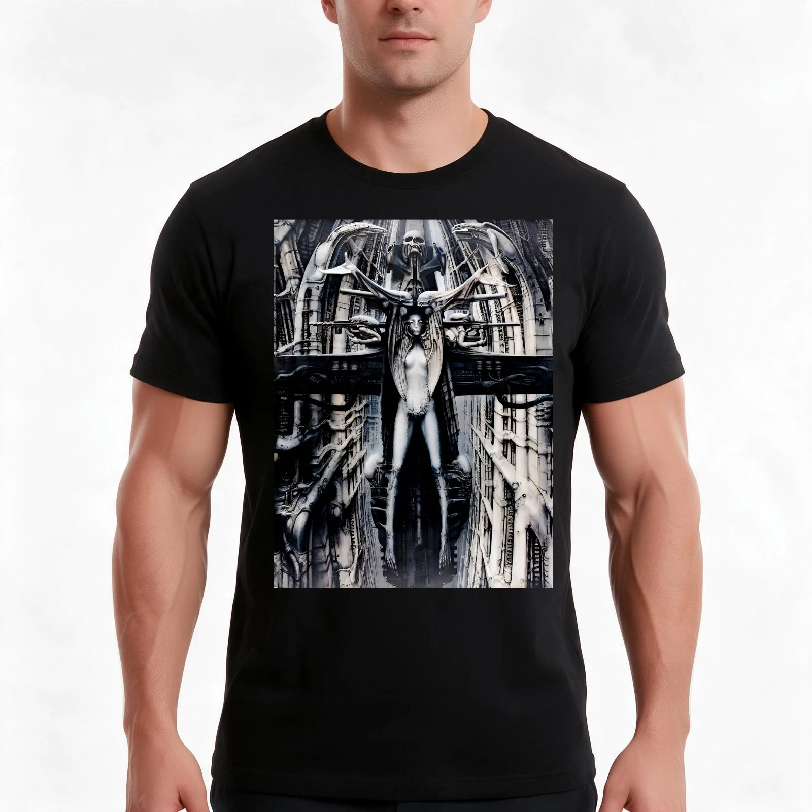 HR Giger Steampunk Xenomorph T-Shirt Summer Casual Cotton Tee Oversized Streetwear Tops Vintage Graphic Print 100% Cotton
