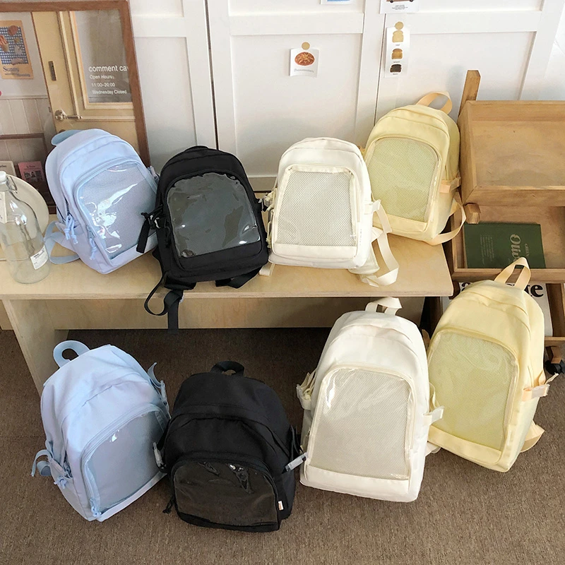 Lightiweight Casual Nylon Student Girls DIY Pin Display Ita Backpack Large Capacity Cute Daily Bookbag School Bags