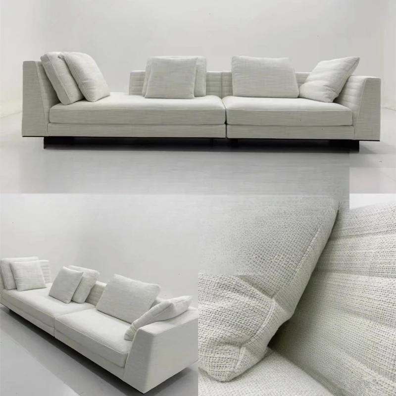 

Sofa modern wind living room fabric cotton and linen straight row small apartment sofa