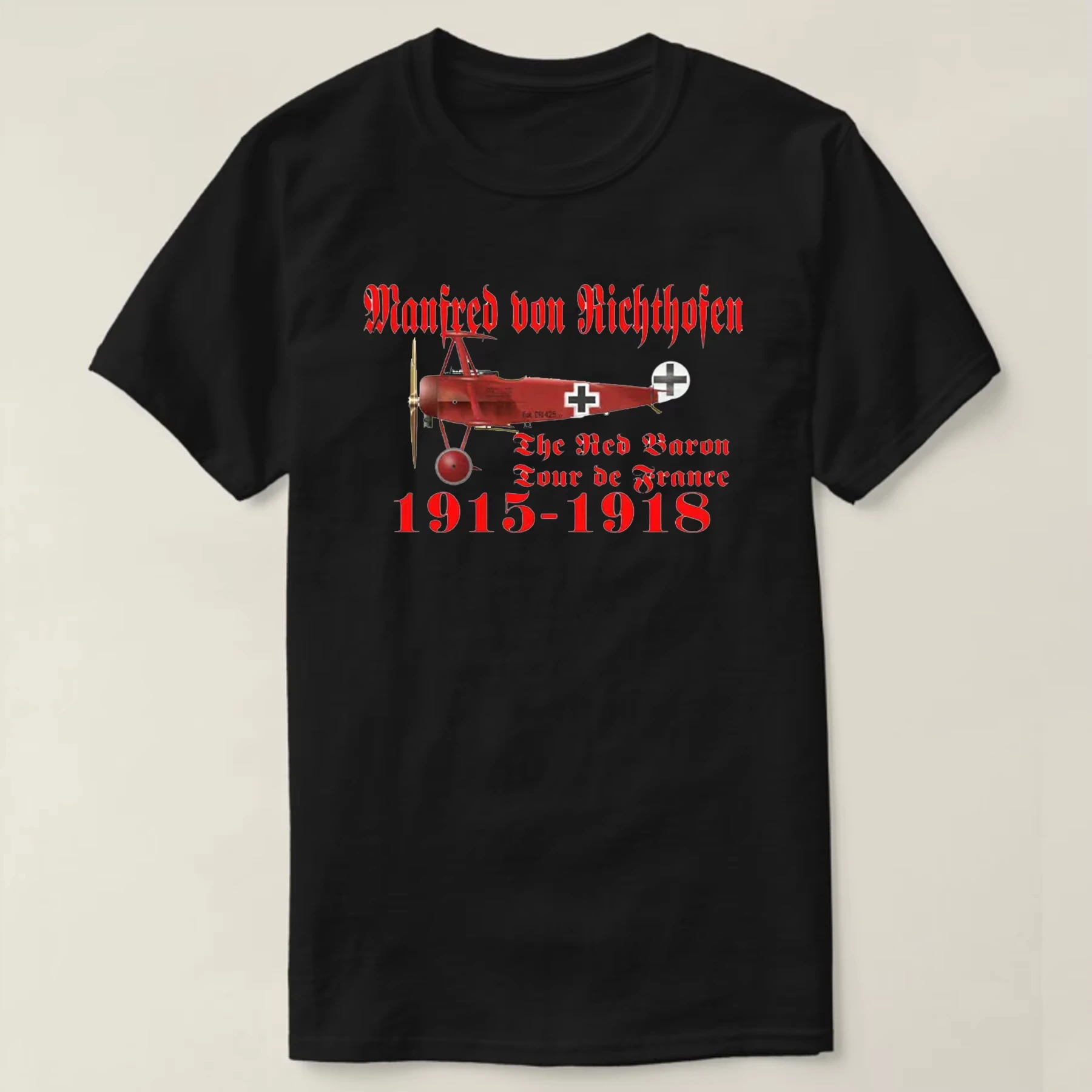 Camiseta de la Segunda Guerra Mundial, gira de Francia, la Fuerza Aérea Alemana, Ace, Baron Rojo, Von Rodríguezhofen, nueva camiseta informal de manga corta de algodón con cuello redondo para hombre