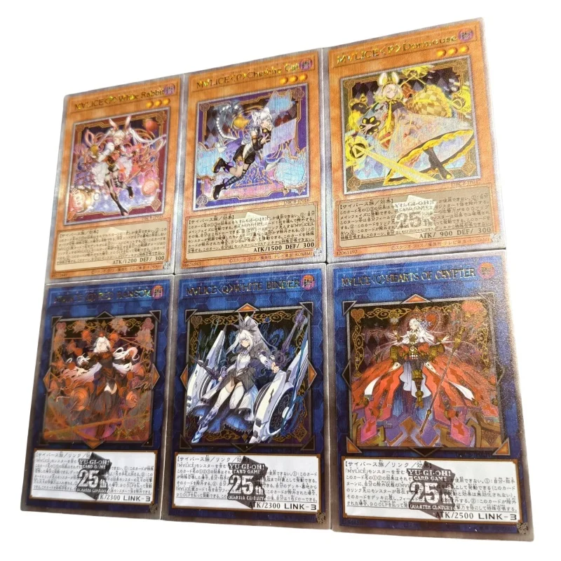 Mlice Queen Hearts of Crypter 6Pcs Flash Card Yu-Gi-Oh! Diy Color and Gauze Process Action Toy Figures Anime Game Collection