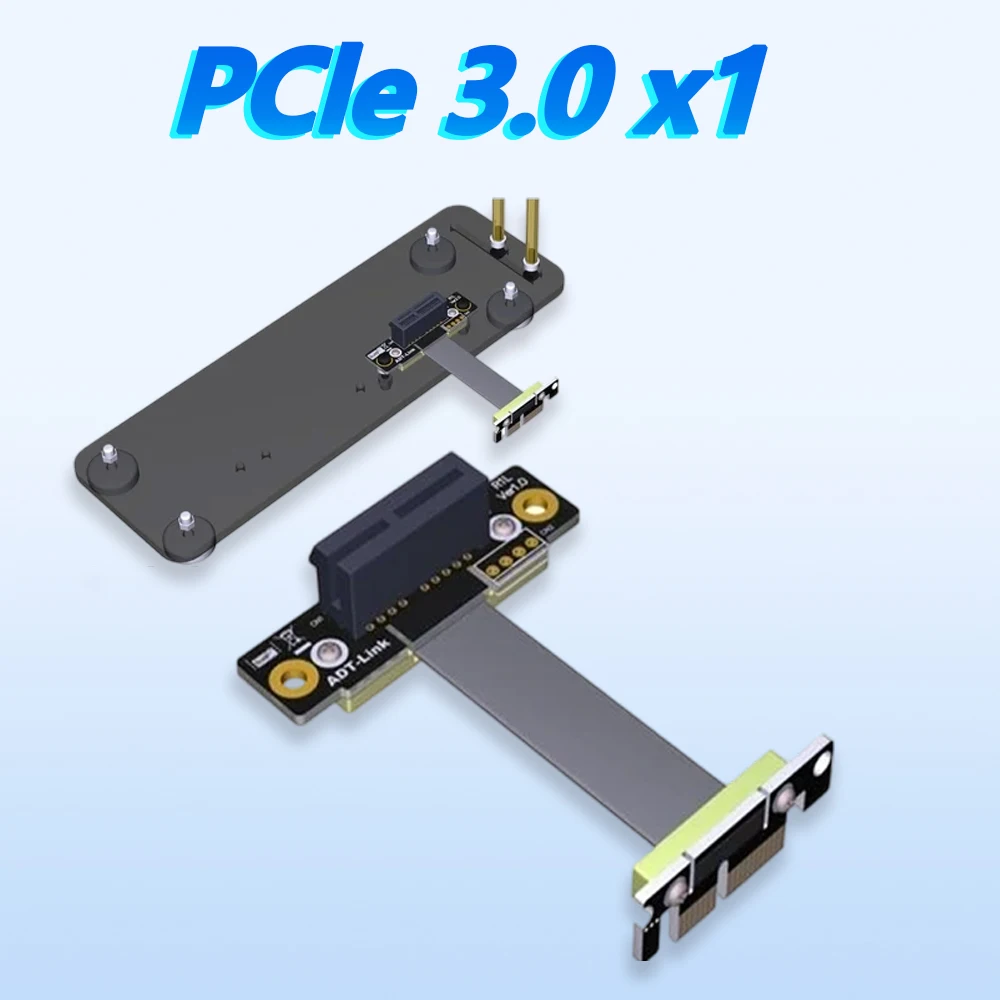 

PCIe 3.0 X1 To X1 Extension Cable 8Gbps Riser Cable Dual 90 Degree Right Angle PCI Express 1x Card Ribbon Extender for Sound