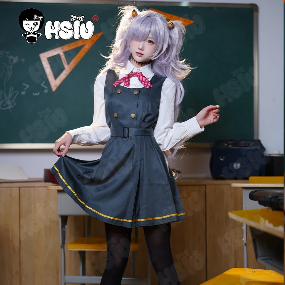 Itagaki Kanoe-Peluca de ropa de Cosplay, uniforme de estudiante HSIU, conjunto de falda, 100Cm, gris, morado, pelo largo, juego, archivo azul, peluca de ropa