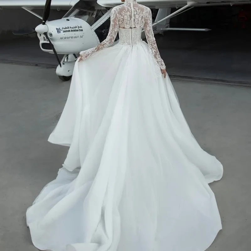 Vestido de baile branco personalizado, vestidos de casamento reais, amor, personalizado, branco brilhante, aplique ofecal, pérola, cauda longa, feito