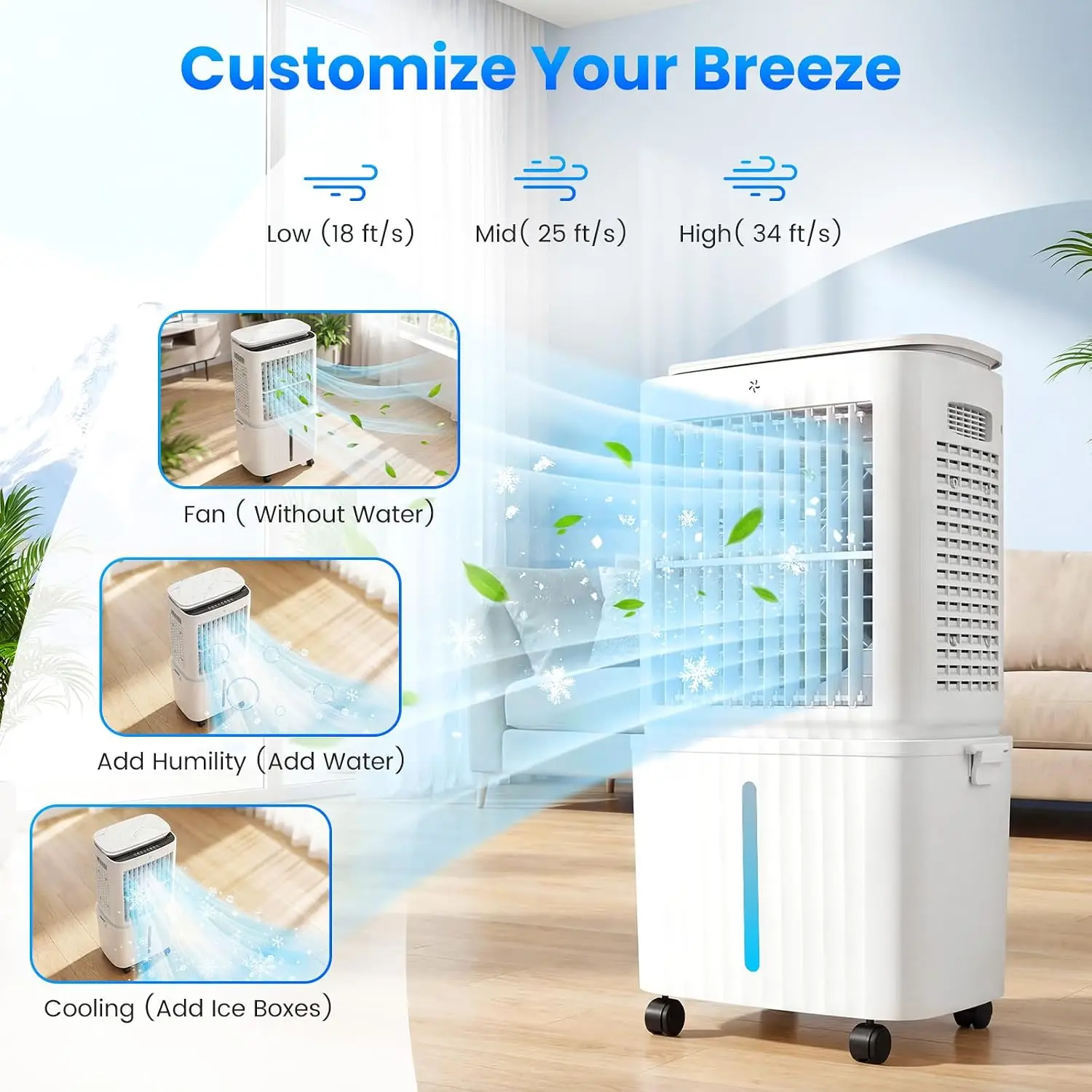 2500 Cfm Detachable 68 Gal Swamp Evaporative Air Cooler