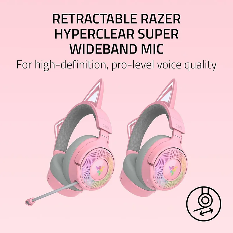 سماعة الألعاب Razer Kraken Kitty V3 Pro اللاسلكية RGB - 3 أوضاع للاتصال - ميكروفون واسع النطاق قابل للسحب - صوت مكاني THX #5