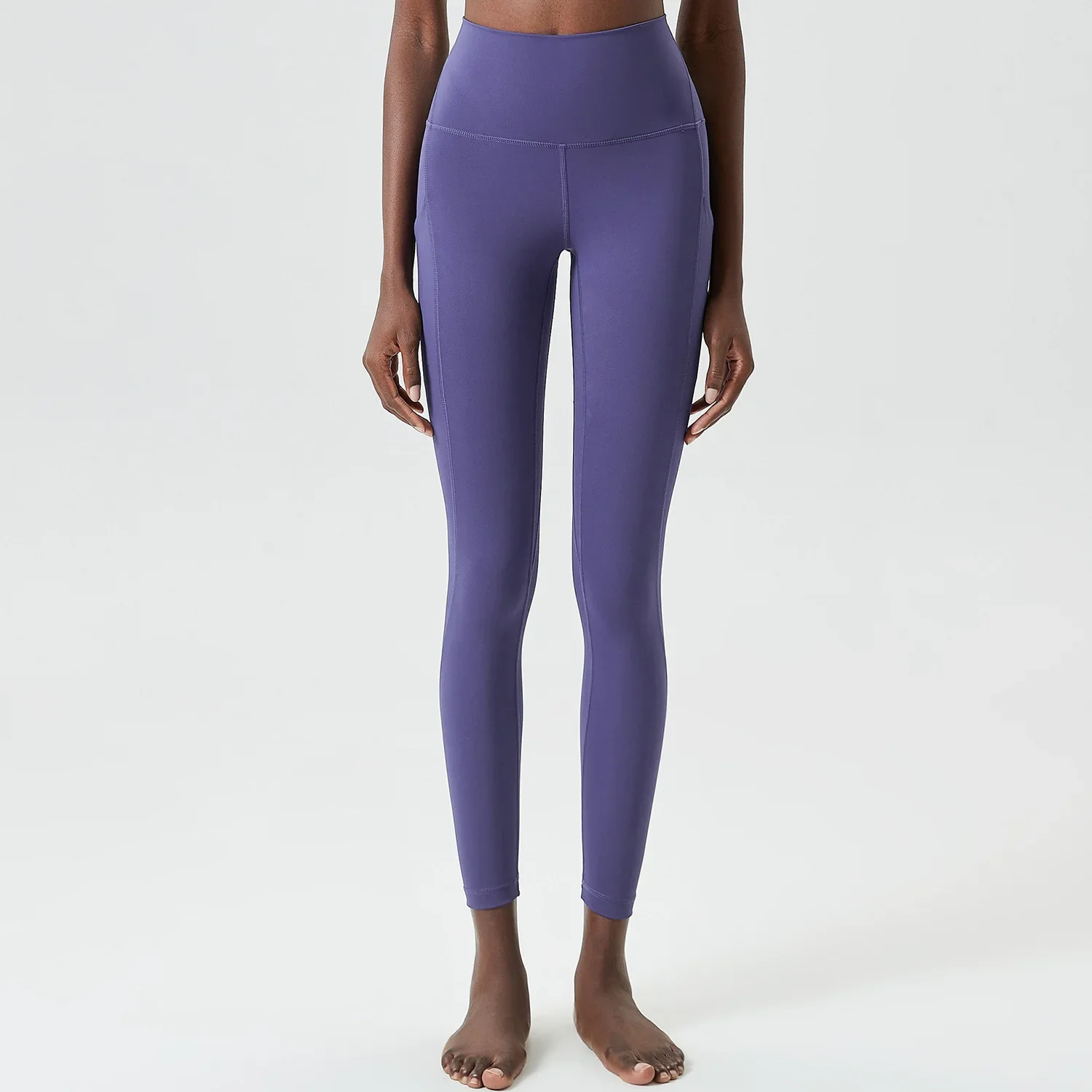 ผู้หญิงสูงเอวกีฬากางเกงขายาวสีทึบ Buttery Soft Pocket กางเกงโยคะ SLIM FIT ยืดออกกําลังกายวิ่ง Tights กีฬา