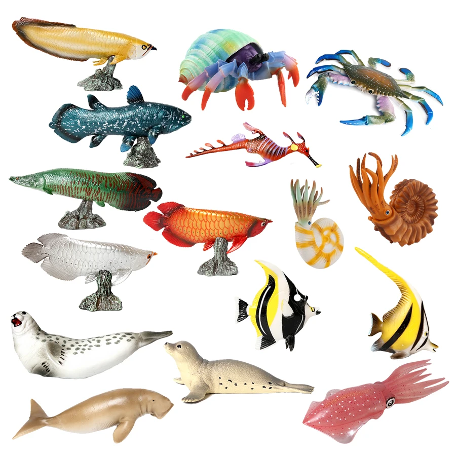 

Simulation Plastic Seal Figurines Ocean World Squid Sea Life Hermit Crab Model Action Figure Party Favor Decorations Toy Gift