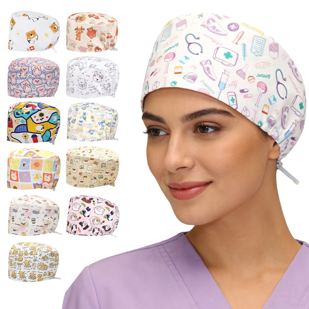 2026 100% Thick Cotton Nursing Hats for Women Men High Quality Medical Caps TOOTH Vet Doctor Scrub Hat K1160