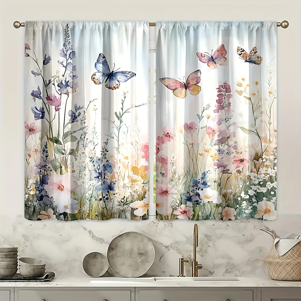 2pcs， Modern minimalist style curtains enhance home aesthetics and are suitable for living rooms, kitchens, bedrooms, study room