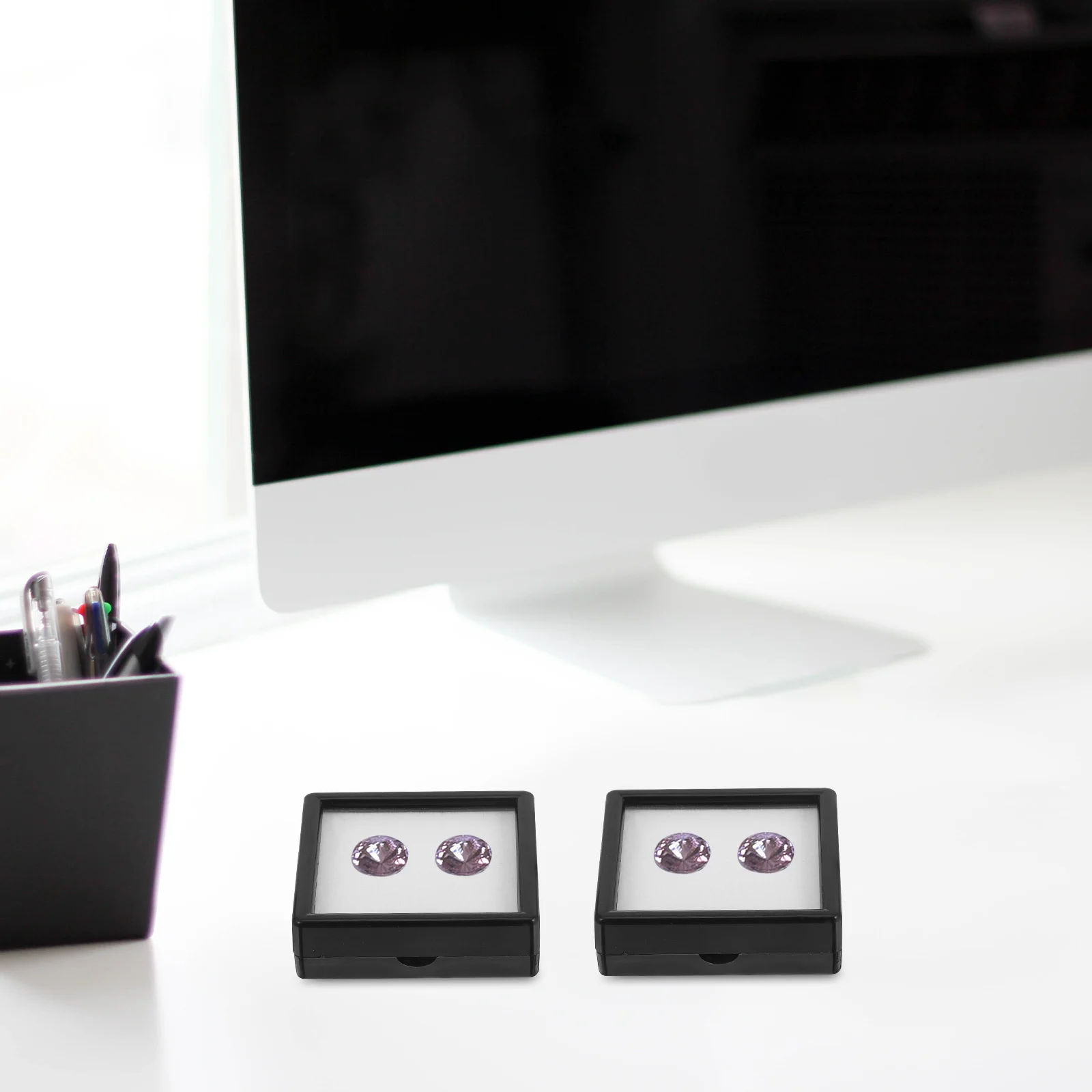 

6pcs Adjustable Clear Acrylic Ring Box For Gemstone Display Storage Case Rock Crystal Organizer Jewelry Holder Earring Trinket