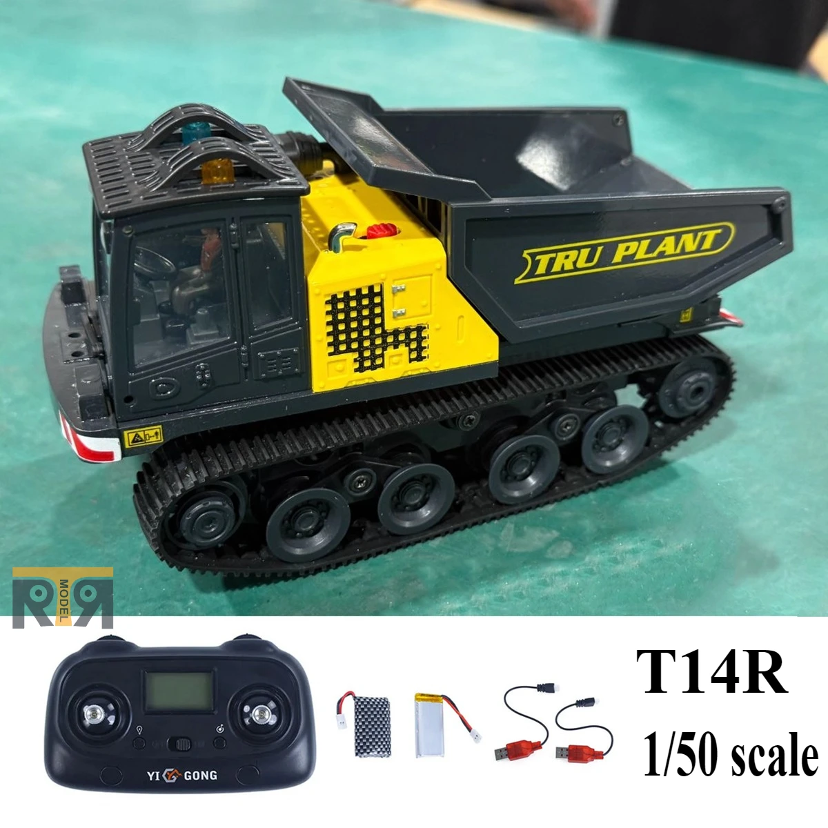 

1/50 T14R RC Dump Truck RTR Electric Tracked Dump Truck with Lights and Sound Engineering Remote Control Car Model Toy Gift