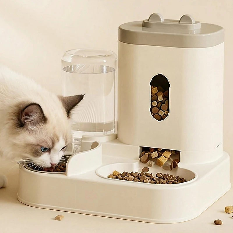 Puppy Pet Accessories large Capacity Pet Food Storage And Distribution Container Automatic Feeder 2-in-1 Cat Food Water Dispense