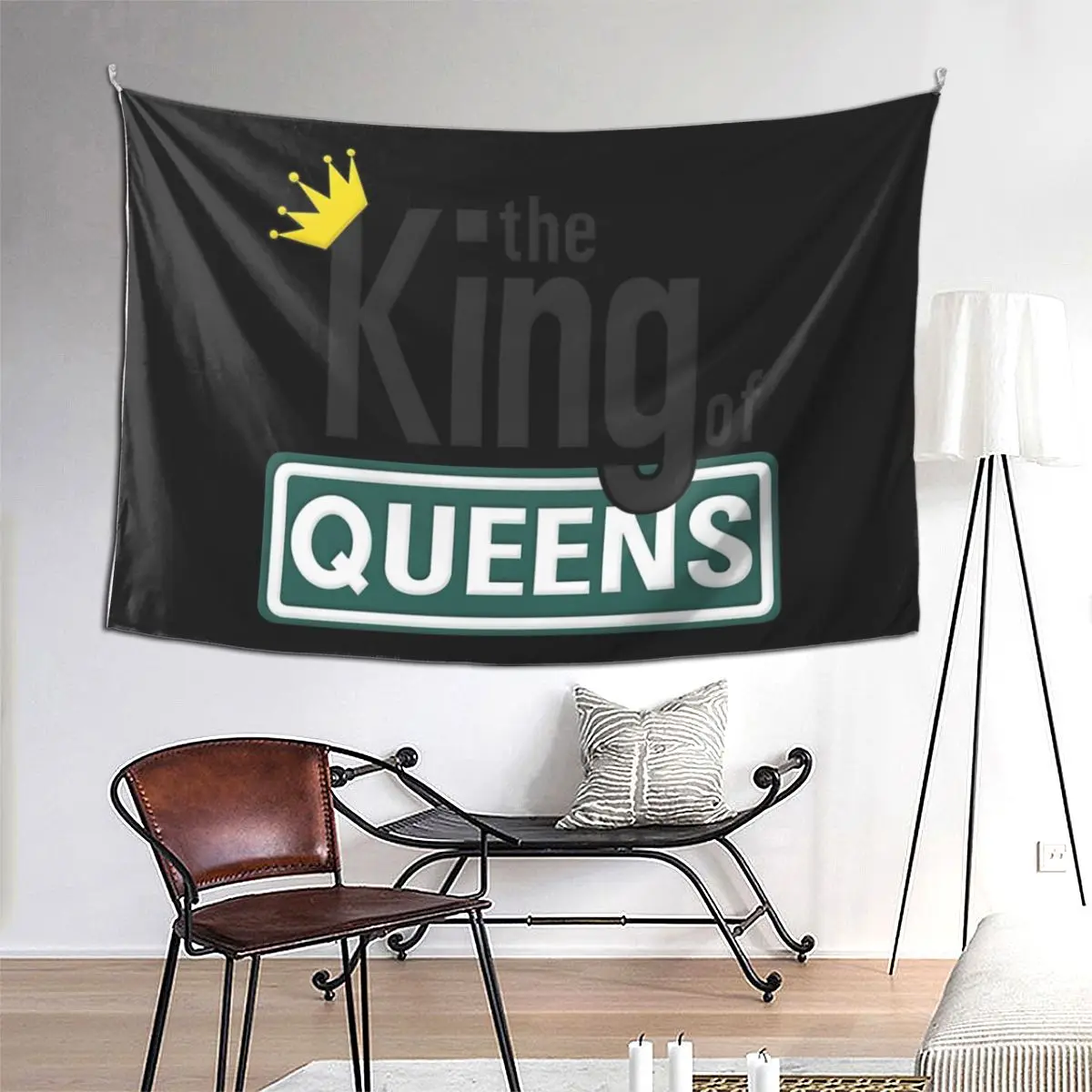 

The King Of Queens Tapestry Funny Wall Hanging Aesthetic Home Decoration Tapestries for Living Room Bedroom Dorm Room