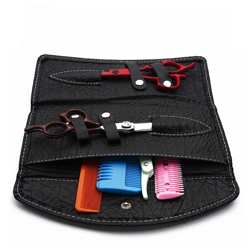 FoldedHair Scissors Cover Case PU Leather Professional Hairdressing Shears Holder Bag Barber Salon Holster Pouch Scissors Case view 3