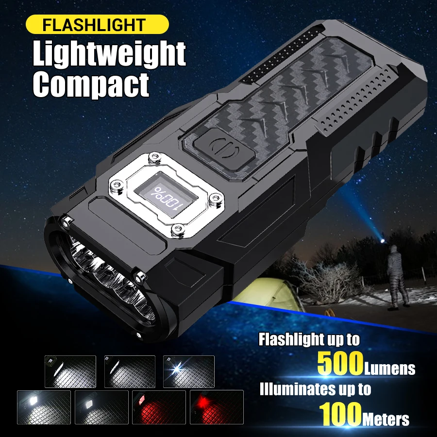 

Powerful USB Rechargeable Flashlight Multifunctional Camping Lantern Tail Magnetism Super Bright Waterproof Torch Power Bank