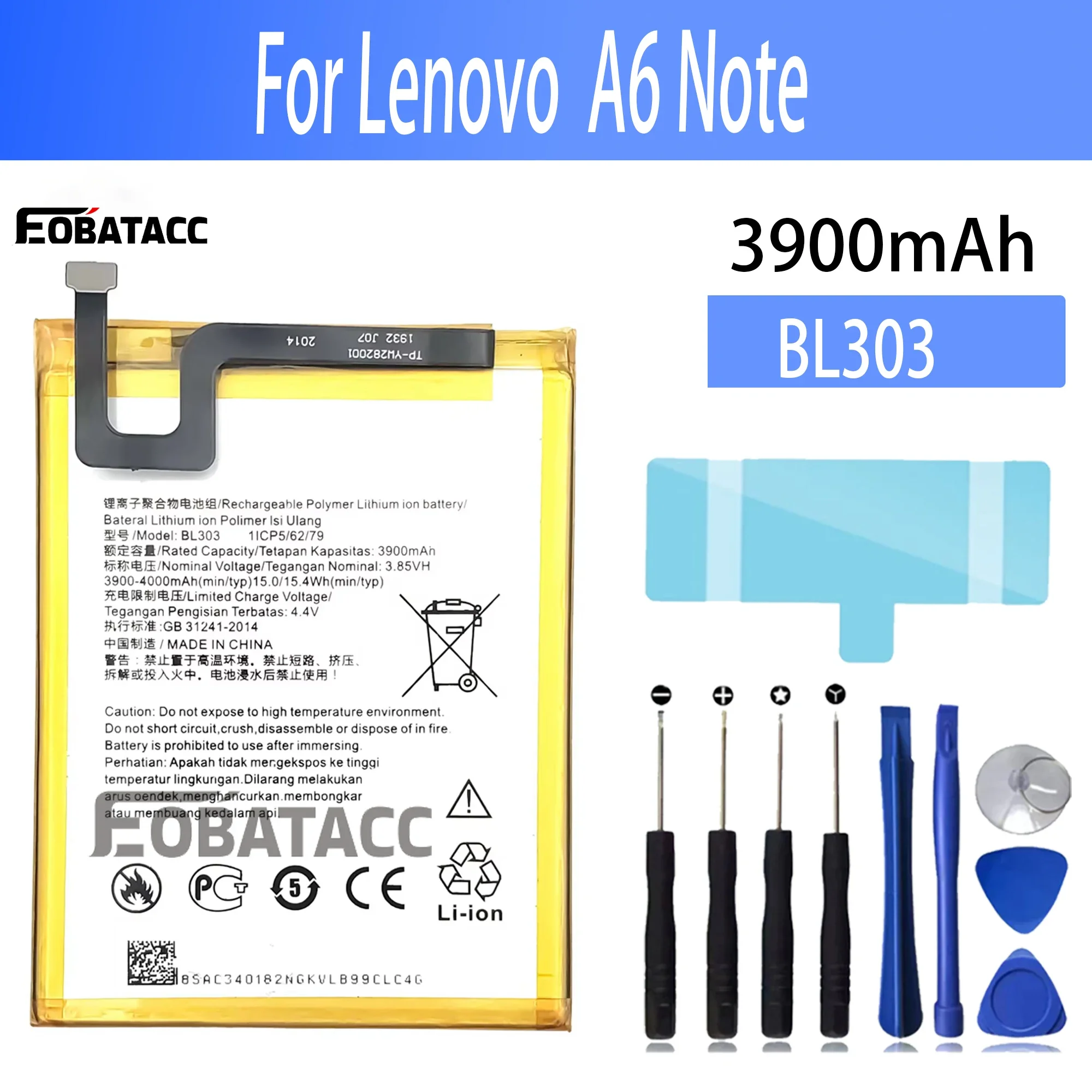 

100% New Original Battery BL303 For lenovo A6 Note Battery + Free Tools