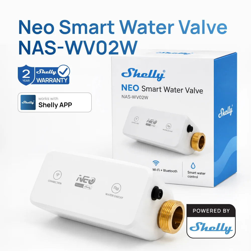 Neo Smart Water Valve NAS-WV02W By Shelly NSF-Certified Smart DN25 Brass Valve Drinking Water Systems Delivers Consumption track