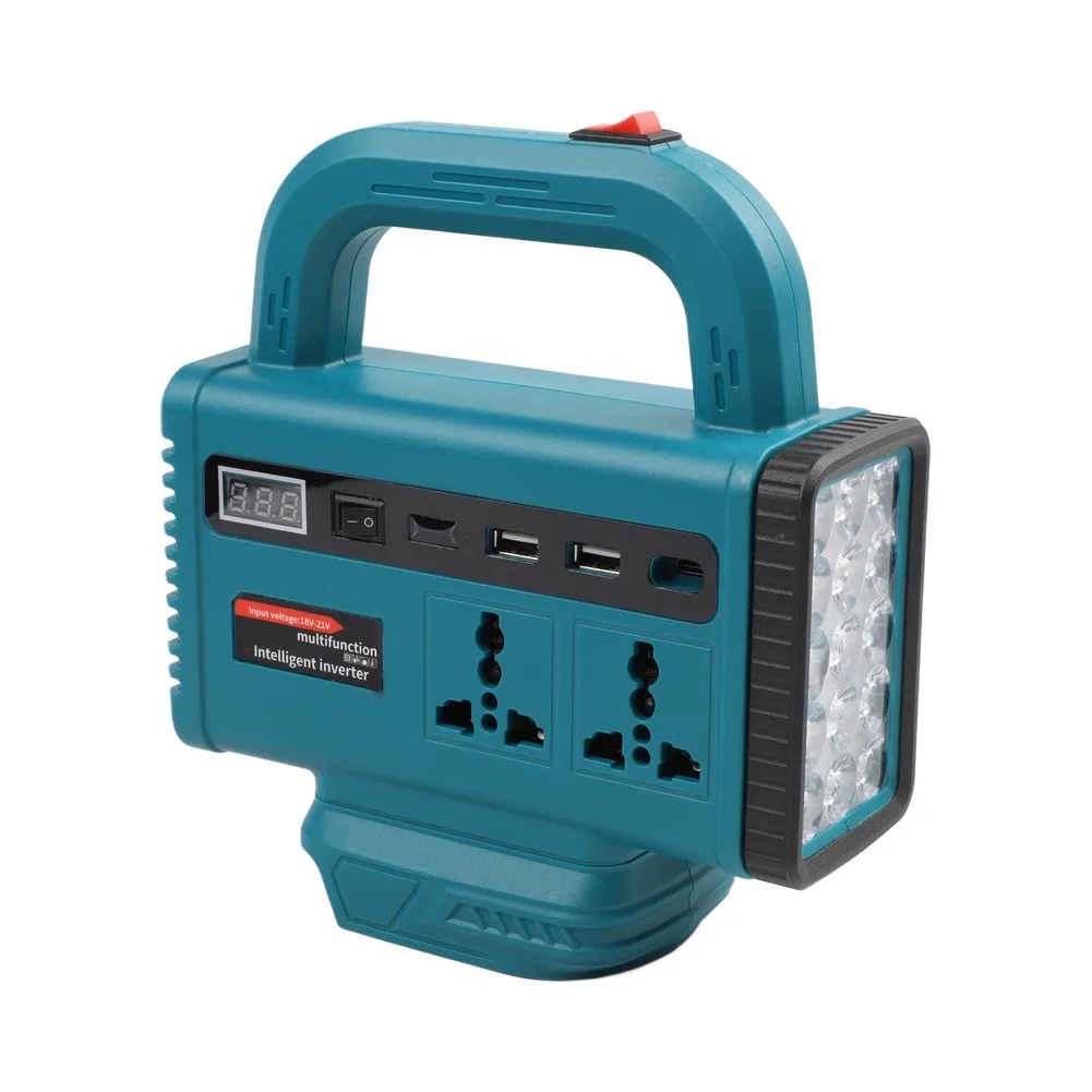 Multifunction Intelligent Inverter Converter Portable Power Inverter DC18V To 220V AC LED Work Light Outdoor Battery Inverter