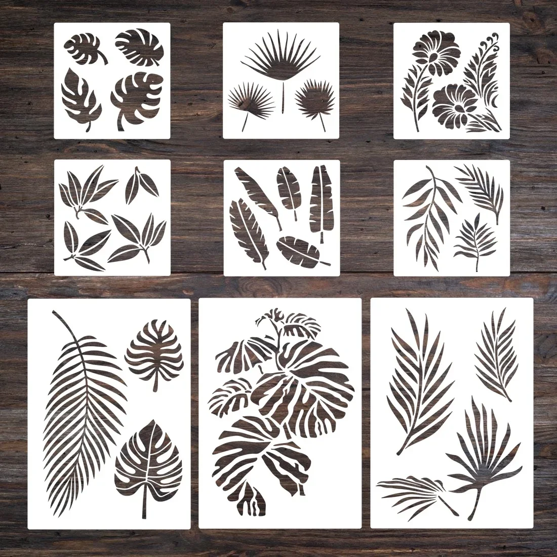 9Pcs/Lot A4 29cm Garden Green Plant Leaves DIY Layering Stencils Wall Painting Scrapbook Coloring Embossing Album Decor Template