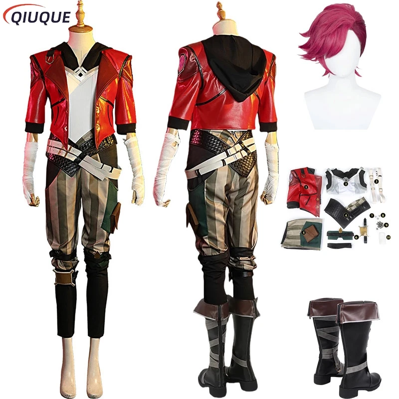 

CosplayVi Acrane Cosplay Costume Game Arcane Vi Cosplay Wig Shoes Halloween Carnival Suit Outfits