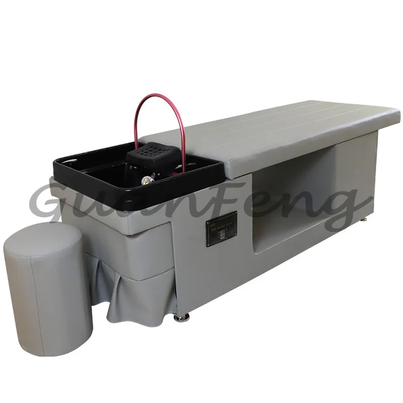 shampoo barber shop water circulation fumigation full lying massage bed ceramic plate