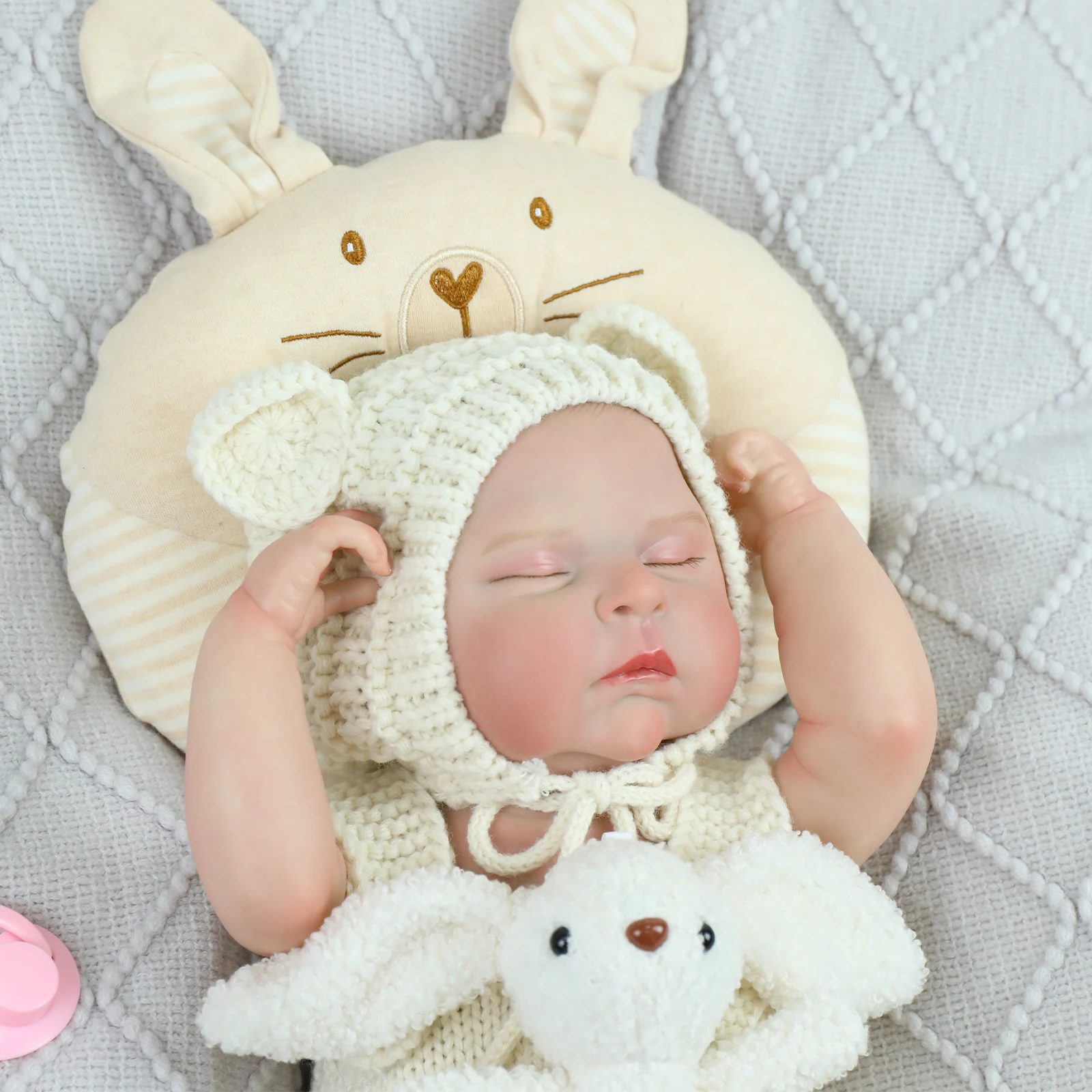 Muñeca realista de 48CM con cuerpo de vinilo de silicona suave para niña durmiente con pelo pintado a mano, colección de arte Reborn, regalos