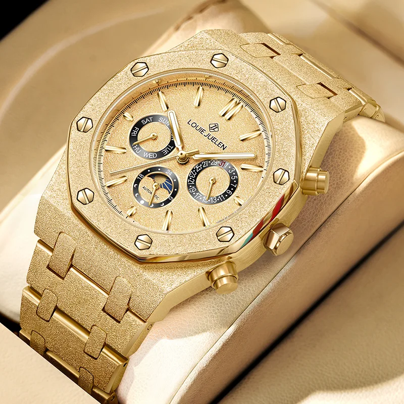 

LOUIE JUELEN Multifunctional Automatic Mechanical Watches Top Brand Luxury Stainless Steel Waterproof Tourbillon Men's Watches