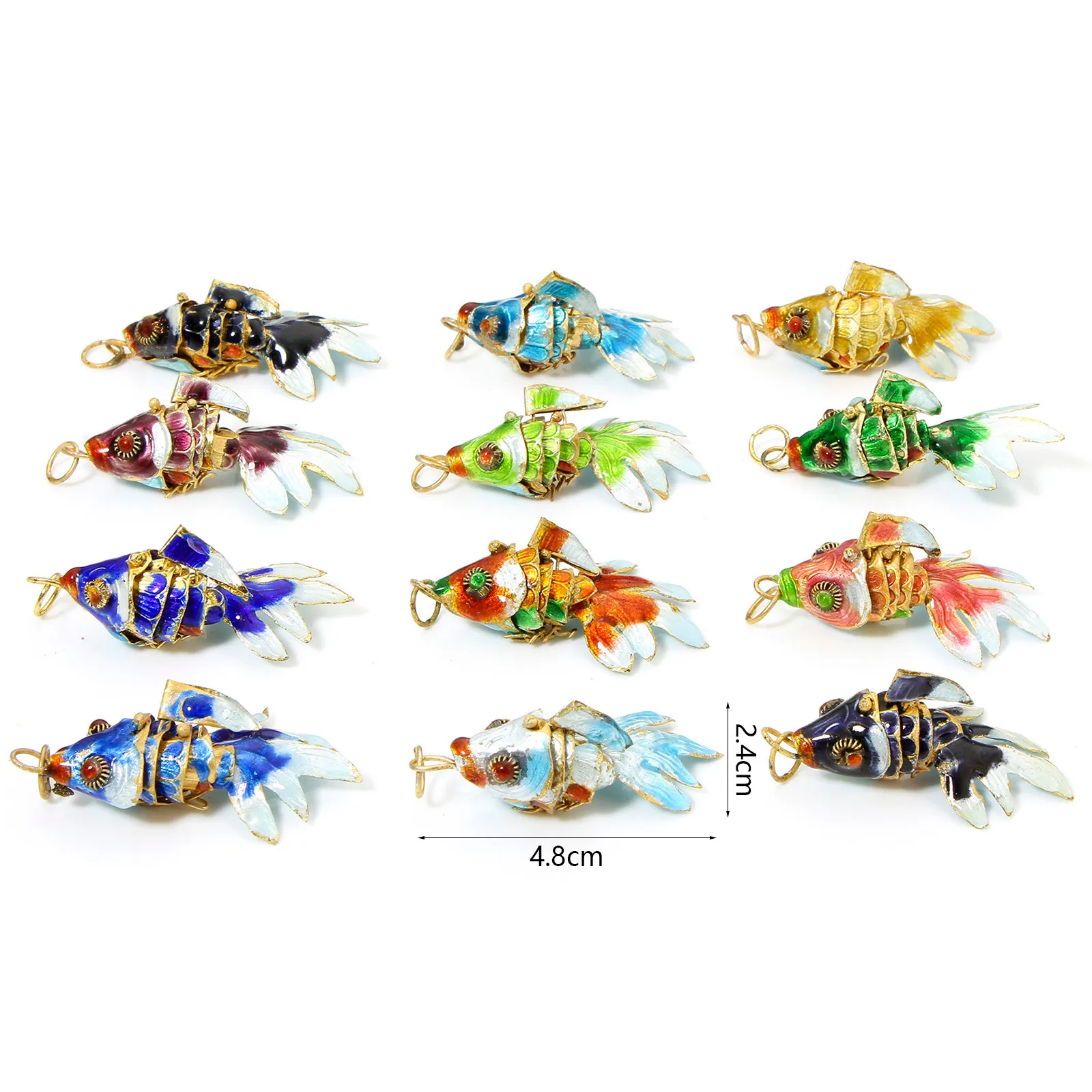 1PC 3D Machinery Goldfish Copper Enamel Charms Multicolor Movable Ocean Animal Pendants Necklace DIY Jewelry Making 4.5 x 2cm