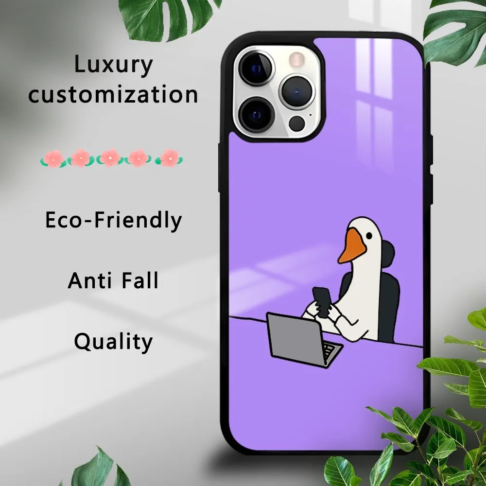Рабочий чехол для телефона с милой мультяшной уткой для IPhone 16, 15, 14, 13, 12, 11 Pro Xs Max Mini Plus Celulares Hard Funda