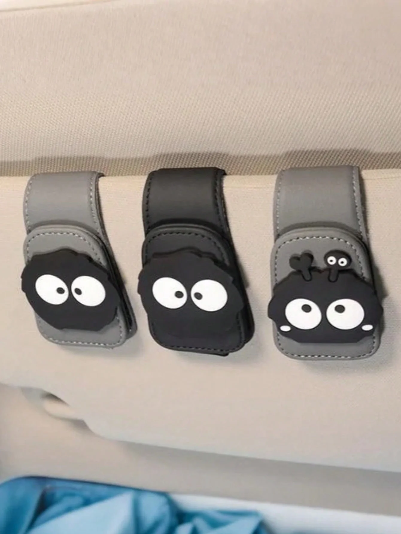 حامل نظارات السيارة المغناطيسي اللطيف على شكل فحم - مشبك واقي من الشمس من جلد البولي يوريثان مع مغناطيس قوي، نظارات شمسية للمتاجر وبطاقات الهوية، خدش #2