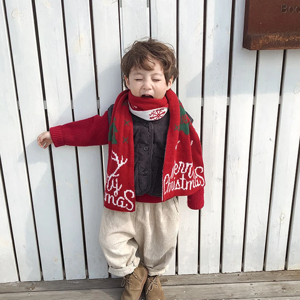 

Parent Child Scarf Christmas Antler Pattern Soft Comfortable Warm Winter Fall Fashionable Knitted Scarf Holiday Gift