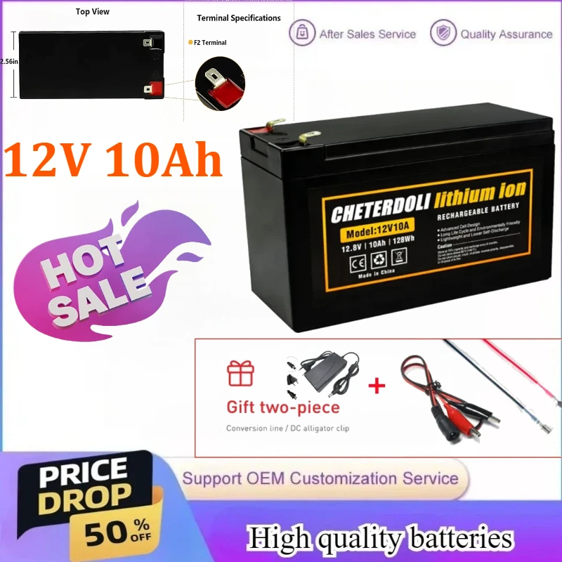 

12V 10Ah 18650 Lithium li-ion Rechargeable Battery Pack for Kids eElectric Cars toy Sprayer Scale Access Control +12.6V charger