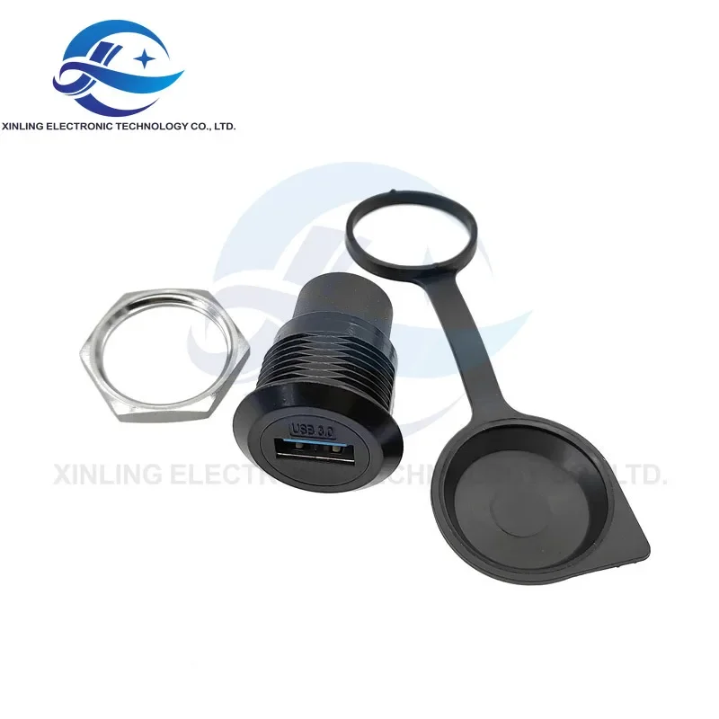 1Pcs Metal round socket D-type RJ45 through network USB2.0 USB3.0 connector panel HDMI CAT6 usb connector