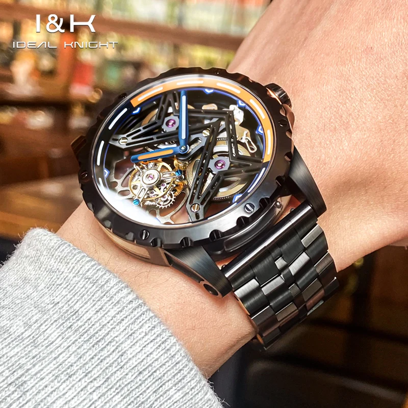 IDEAL KNIGHT 6803 Tourbillon-System Mechanisches Uhrwerk Great Wall Leuchtfunktion 316L Stahl Saphirglas Uhr