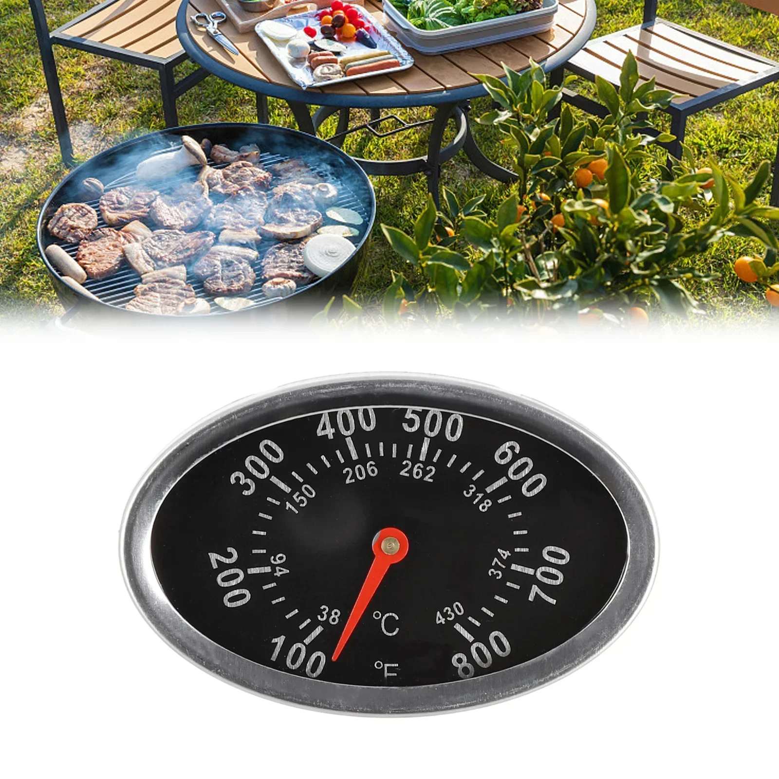 BBQ Thermometer For Weber Q2000 Hood Temperature Gauge 75mm*48mm Home BBQ Temperature Gauge For Family Grills Replacement Parts