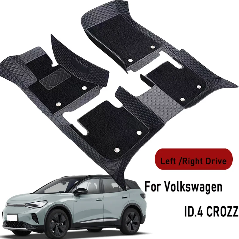 Car Floor Mats for Volkswagen ID.4 CROZZ 2021 2022 2023-2024 Customauto Foot Pads Automobile Carpet Cover Interior Accessories