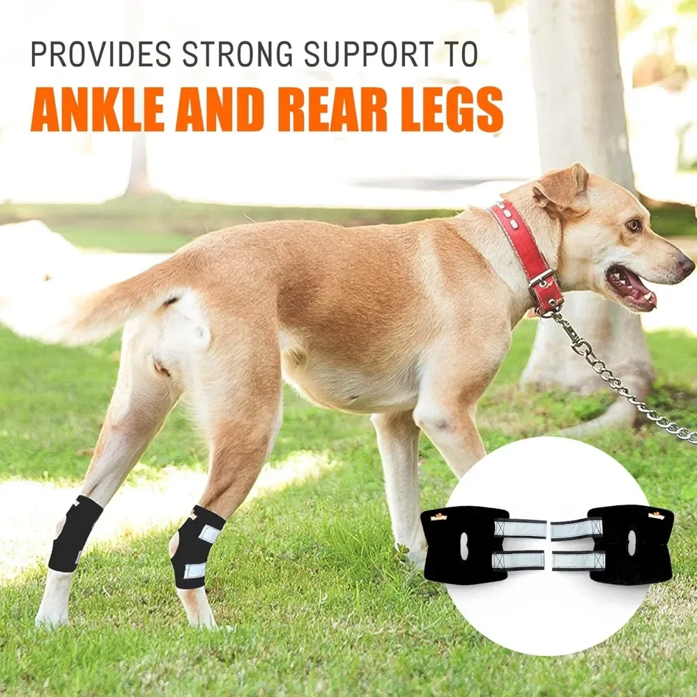 Short Tube Dog Leg Recovery Bandage, With Soft Edge Cloth Edging Short Rear Leg Hock Brace,With Reflective Straps Dog Leg Sleeve