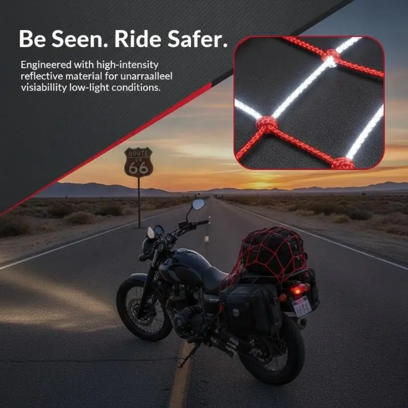 Motorcycle Helmet Cargo Net Night Reflective High Elasticity: Easy Storage Motorbike Ebike Bicycle Riding view 6