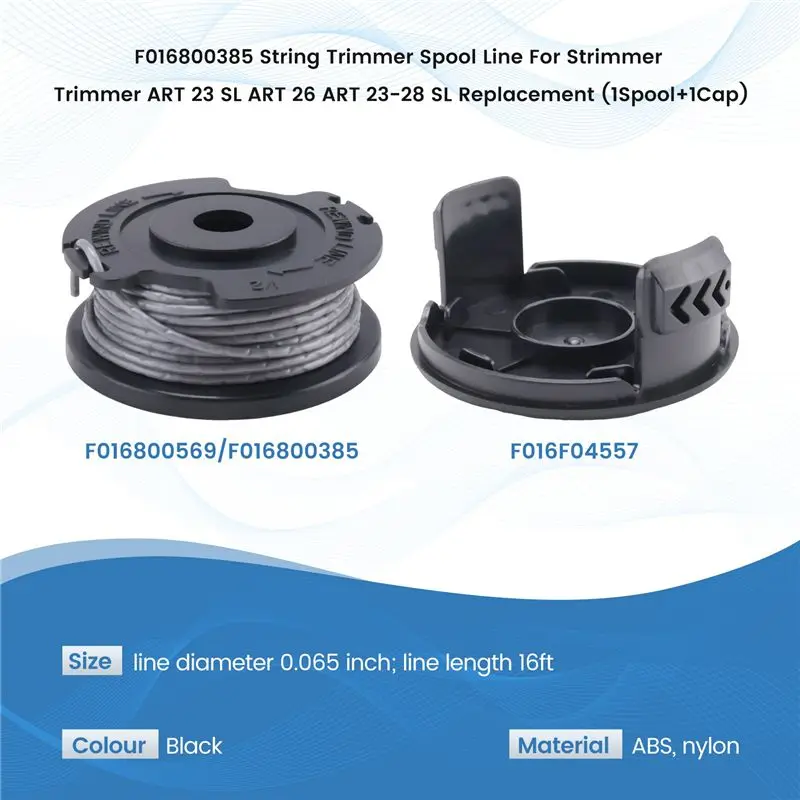 [NEW!A93G】 F016800385 String Trimmer Spool Line For Strimmer Trimmer ART 23 SL ART 26 ART 23-28 SL Replacement (1Spool+1Ca