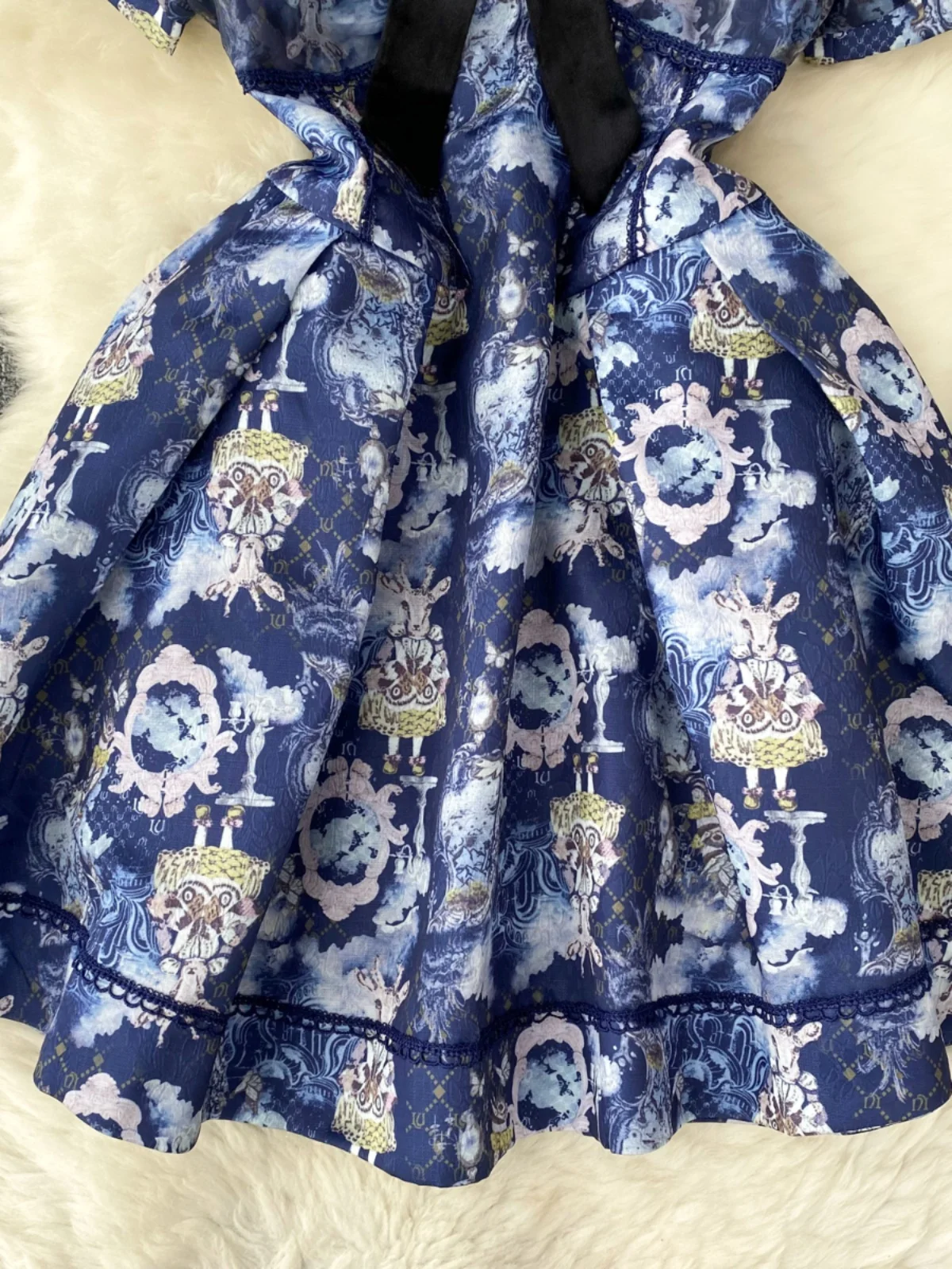 Floral Print Me Splice Bubble Sve Stand Collar ort Dr Women's Waist Cinching Slimming A-Line Princ Skirt Dr