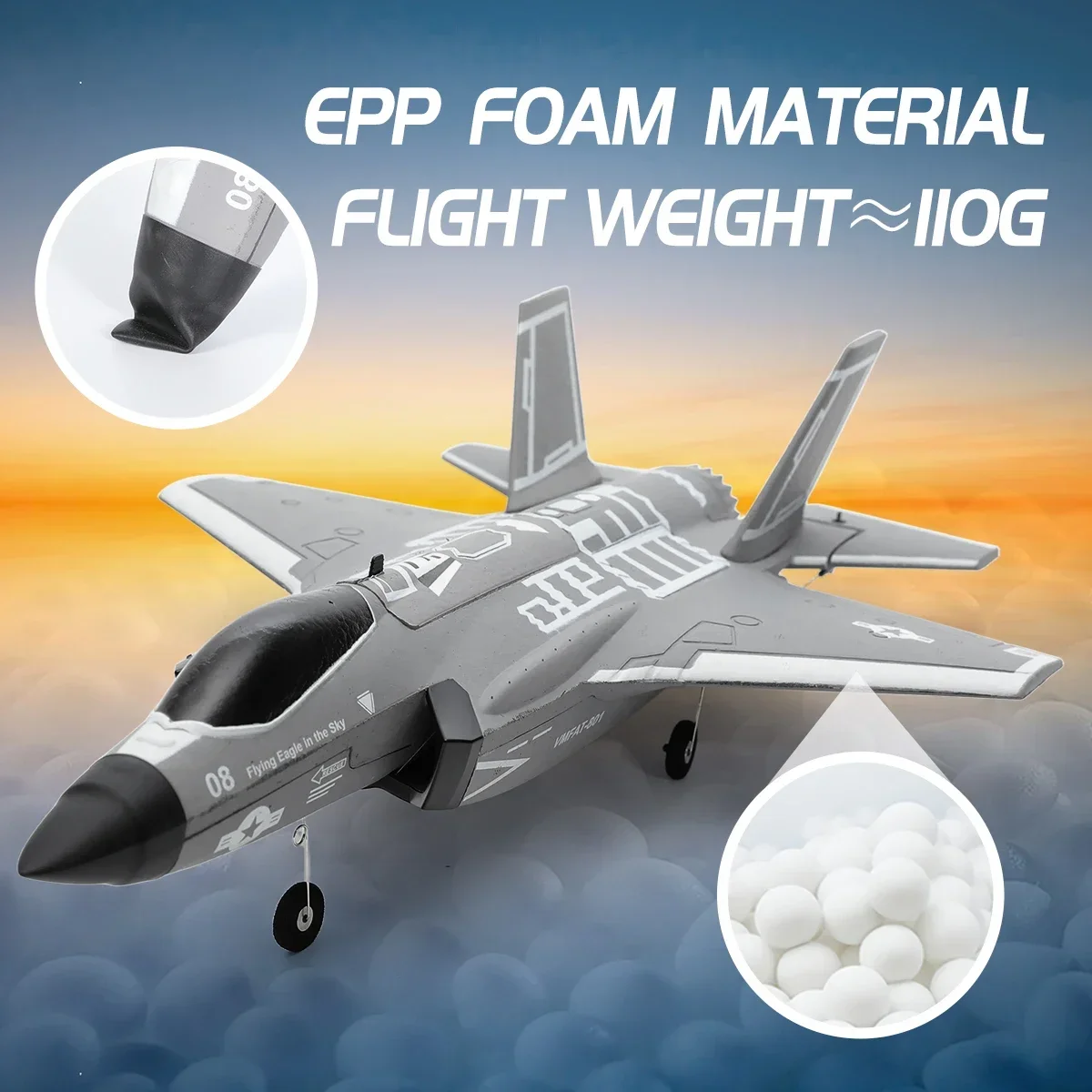 FX9635 RC Vliegtuig F35 4CH Straaljager Afstandsbediening Vliegtuig Hoge Borstelloze Stunt Flying Zweefvliegtuig Model Speelgoed voor Volwassenen Jongens Gift