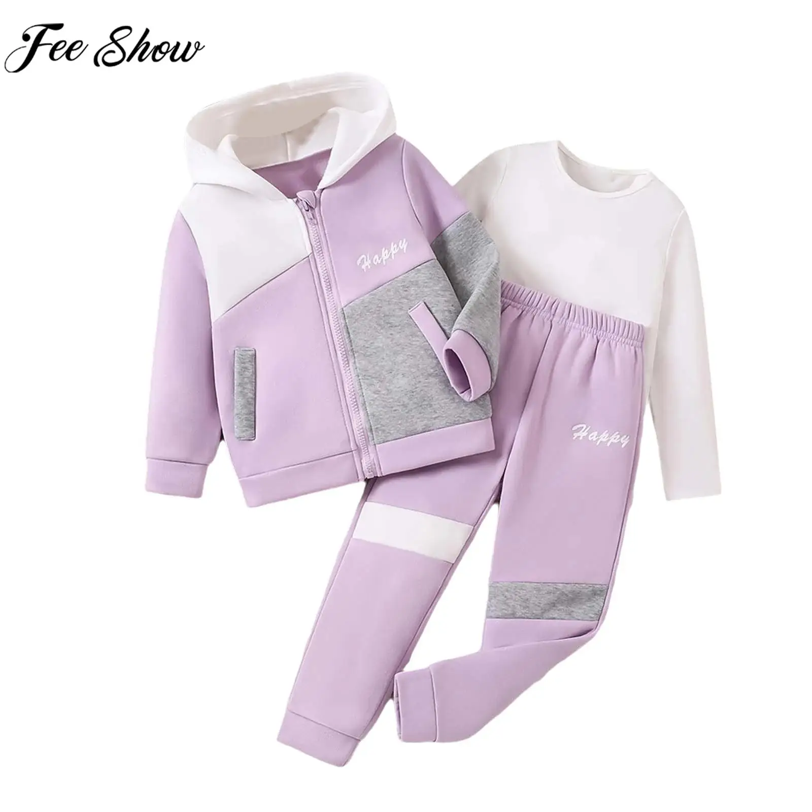 

Детская осенне-зимняя повседневная спортивная одежда для девочек, спортивный костюм, спортивная одежда, куртка с капюшоном на флисовой подкладке и футболка, спортивные штаны